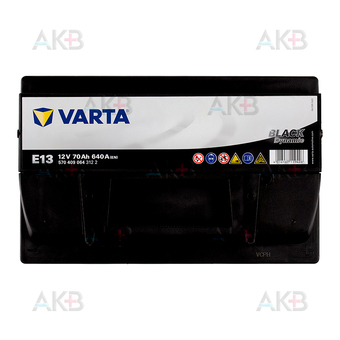 Автомобильный аккумулятор Varta Black Dynamic E13 70R 640A 278x175x190. Фото 1