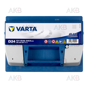 Автомобильный аккумулятор Varta Blue Dynamic D24 60R 540A 242x175x190 (560408054). Фото 1