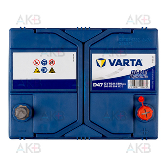 Автомобильный аккумулятор Varta Blue Dynamic D47 60R 540A 232x173x225 (560410054). Фото 1
