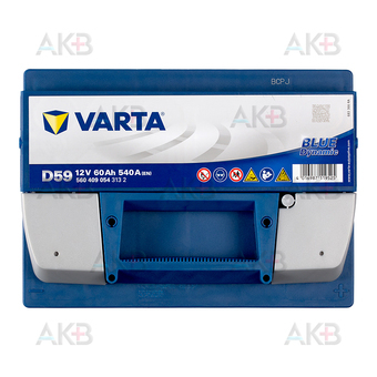Автомобильный аккумулятор Varta Blue Dynamic D59 60R 540A 242x175x175 (560409054). Фото 1