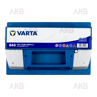 Автомобильный аккумулятор Varta Blue Dynamic E43 72R 680A 278x175x175. Фото 1