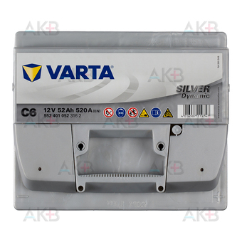 Автомобильный аккумулятор Varta Silver Dynamic C6 52R 520A 207x175x175. Фото 1