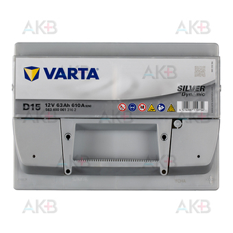 Автомобильный аккумулятор Varta Silver Dynamic D15 63R 610A 242x175x190 (563400061). Фото 1