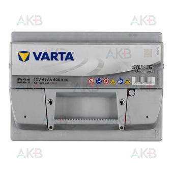 Автомобильный аккумулятор Varta Silver Dynamic D21 61R 600A 242x175x175. Фото 1