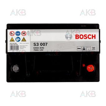 Автомобильный аккумулятор Bosch S3 007 70R 640A 278x175x175. Фото 1