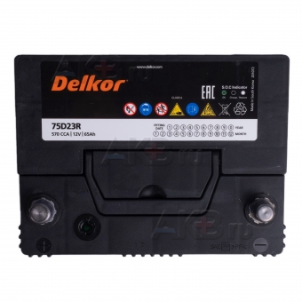 Автомобильный аккумулятор Delkor 75D23R (65L 570A 232x173x225). Фото 1