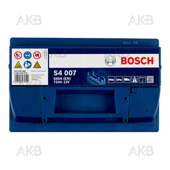 Автомобильный аккумулятор Bosch S4 007 72R 680A 278x175x175. Фото 1