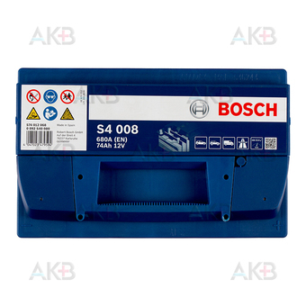 Автомобильный аккумулятор Bosch S4 008 74R 680A 278x175x190. Фото 1