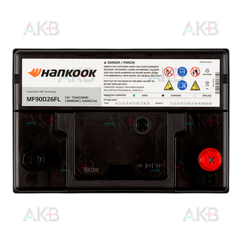 Автомобильный аккумулятор Hankook 90D26L (72R 630A 260х173х225). Фото 1