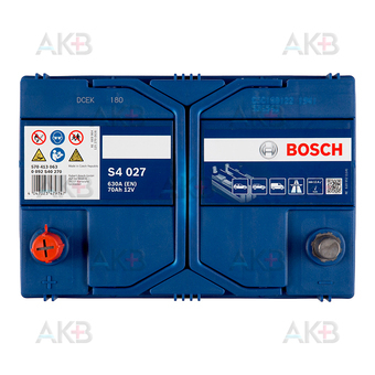 Автомобильный аккумулятор Bosch S4 027 70L 630A 261x175x220. Фото 1