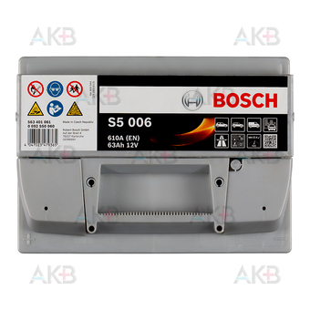 Автомобильный аккумулятор Bosch S5 006 63L 610A 242x175x190. Фото 1