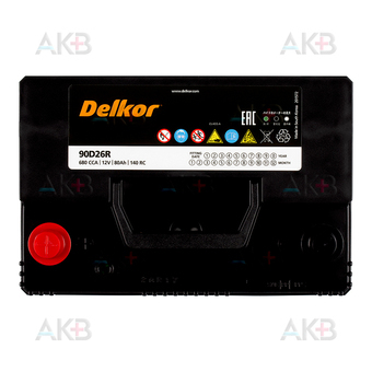 Автомобильный аккумулятор Delkor 90D26R (80L 680A 260x173x225). Фото 1