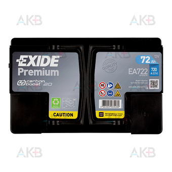 Автомобильный аккумулятор Exide Premium 72R (720А 278х175х175) EA722. Фото 1