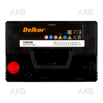 Автомобильный аккумулятор Delkor 110D26R (90L 720A 260x173x225). Фото 1