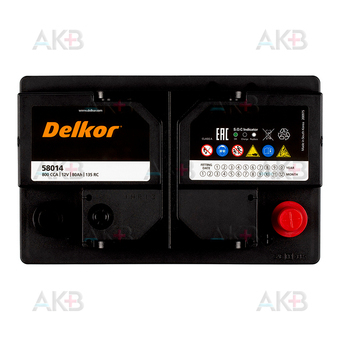 Автомобильный аккумулятор Delkor 58014 (80R 780A 278x175x190). Фото 1