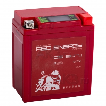 Мото аккумулятор Red Energy DS 1207.1, 12V 7Ач 110А (114x71x131) YTX7L-BS