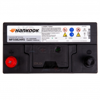 Автомобильный аккумулятор Hankook 55B24RS (45L 430 238x129x227). Фото 2