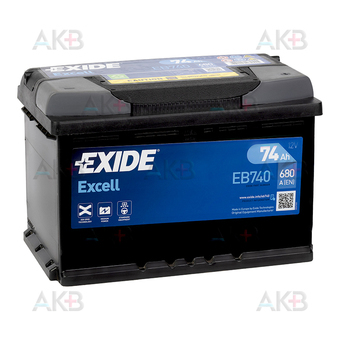 Автомобильный аккумулятор Exide Excell 74R (680A 278x175x190) EB740