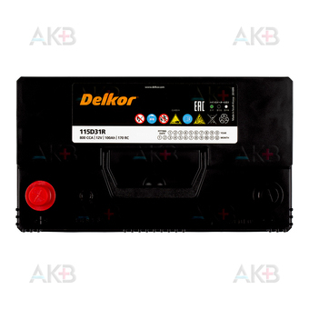 Автомобильный аккумулятор Delkor 115D31R (100L 800A 306x173x225). Фото 1