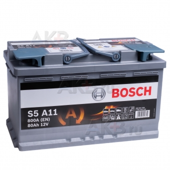 Автомобильный аккумулятор Bosch S5 A11 AGM 80R 800A 315x175x190