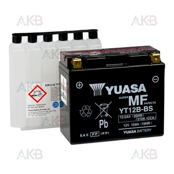 Мото аккумулятор Yuasa YT12B-BS 12V 10Ah 210А (150x69x130) прям. пол. AGM сухозаряж.