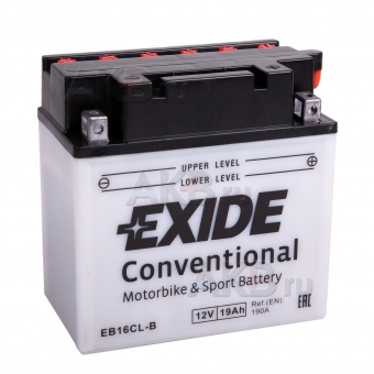 Мото аккумулятор Exide Conventional EB16CL-B 12V 19Ah 190A (176x101x176) обр. пол. (сухоз.)