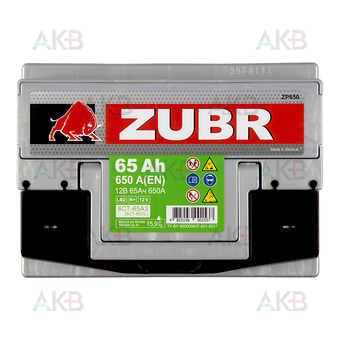 Автомобильный аккумулятор ZUBR Premium 65R 650A (242x175x175) низкий. Фото 1