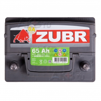 Автомобильный аккумулятор ZUBR Premium 65L 650A (242x175x175) низкий. Фото 2