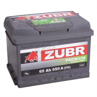 Автомобильный аккумулятор ZUBR Premium 65L 650A (242x175x175) низкий