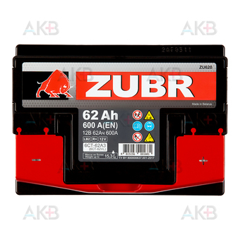 Автомобильный аккумулятор ZUBR Ultra 62R 600A (242x175x175). Фото 1