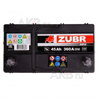 Автомобильный аккумулятор ZUBR 45L уз.кл. 360A (238x129x227) 545157033. Фото 2