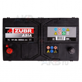 Автомобильный аккумулятор ZUBR 91L 800A (306x173x225) 591401074. Фото 2