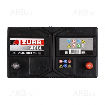 Автомобильный аккумулятор ZUBR 91R 800A (306x173x225) 591400074. Фото 1