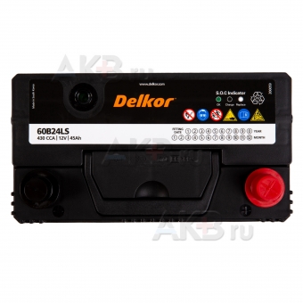 Автомобильный аккумулятор Delkor 60B24LS (45R 430A 238x129x227). Фото 2