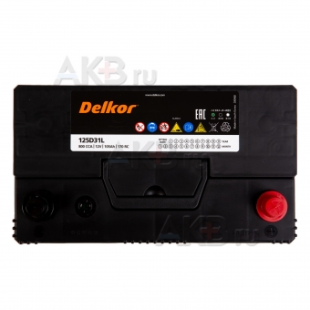 Автомобильный аккумулятор Delkor 125D31L (105R 800A 306x173x225). Фото 2