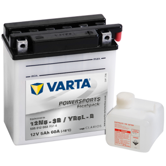 VARTA Powersports Freshpack YB5L-B 12V 5Ah 60А (121x61x131) обр. пол. 505 012 003, сухозар.