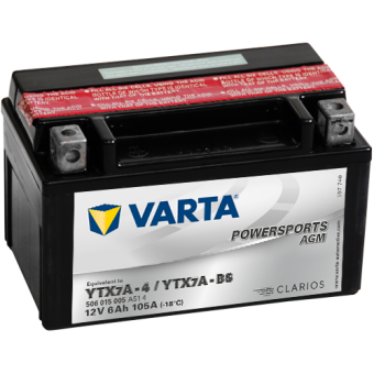 VARTA Powersports AGM YTX7A-4/YTX7A-BS-1 12V 6Ah 105А (151x88x94) прямая пол. 506 015 005, сухозар.