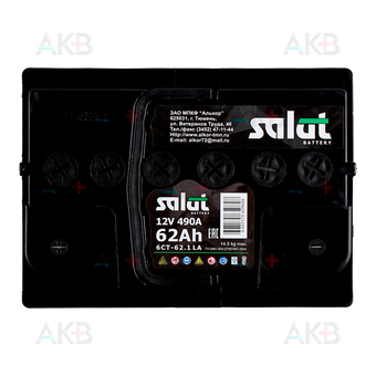 Автомобильный аккумулятор Salut 6СТ-62LA 12V 62Ач п/п 490A (242x175x190). Фото 1