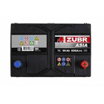 Автомобильный аккумулятор ZUBR 68R 600A (261x173x225) D26L 568404055. Фото 1