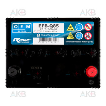 Автомобильный аккумулятор RDrive OEM EFB-Q85 (90D23L) 65Ah 520А (232x173x225) PE1T-18-520 9B. Фото 1