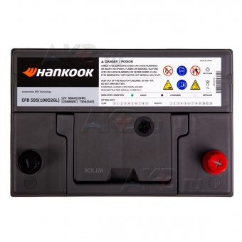 Автомобильный аккумулятор Hankook EFB 100D26L (68R 730А 258x173x225) Start-Stop. Фото 2