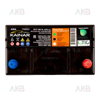 Автомобильный аккумулятор Kainar Asia 6СТ100 VL АПЗ о.п. 115D31L 100 Ач 800A (306x173x225). Фото 1