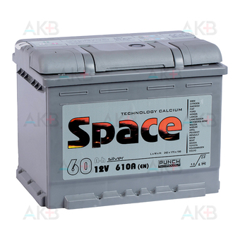 Автомобильный аккумулятор Space 6СТ-60VLA 12V 60Ач п/п 610А (242x175x190) ca/ca