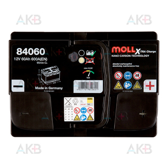 Автомобильный аккумулятор Moll X-TRA charge 60 Ач 600A обр. пол. (242x175x175) 84060. Фото 1