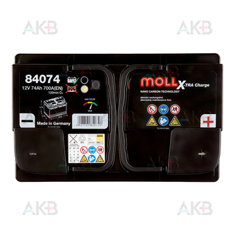 Автомобильный аккумулятор Moll X-TRA charge 74 Ач 700A обр. пол. (278x175x175) 84074. Фото 1