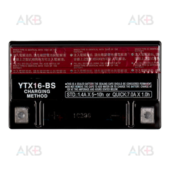 Мото аккумулятор Yuasa YTX16-BS - 14,7 Ач 230А (150x87x161) прям. пол. AGM сухозаряж. Фото 1