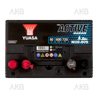 Автомобильный аккумулятор YUASA Active Marine 80 Ач 600A (260x174x225 ) M26-80S. Фото 1