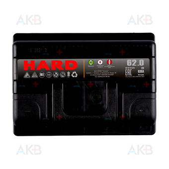 Автомобильный аккумулятор HARD 62 Ач 630A о.п. низк. (242x175x175) ca/ca silver. Фото 1