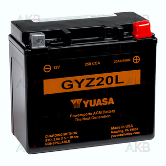 Yuasa GYZ20L - 20 Ач 250А (175х87х155) обр. пол. AGM
