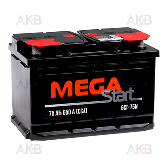 MEGA START 75 Ач 650A п.п. (278х175х190) 6СТ-75 N